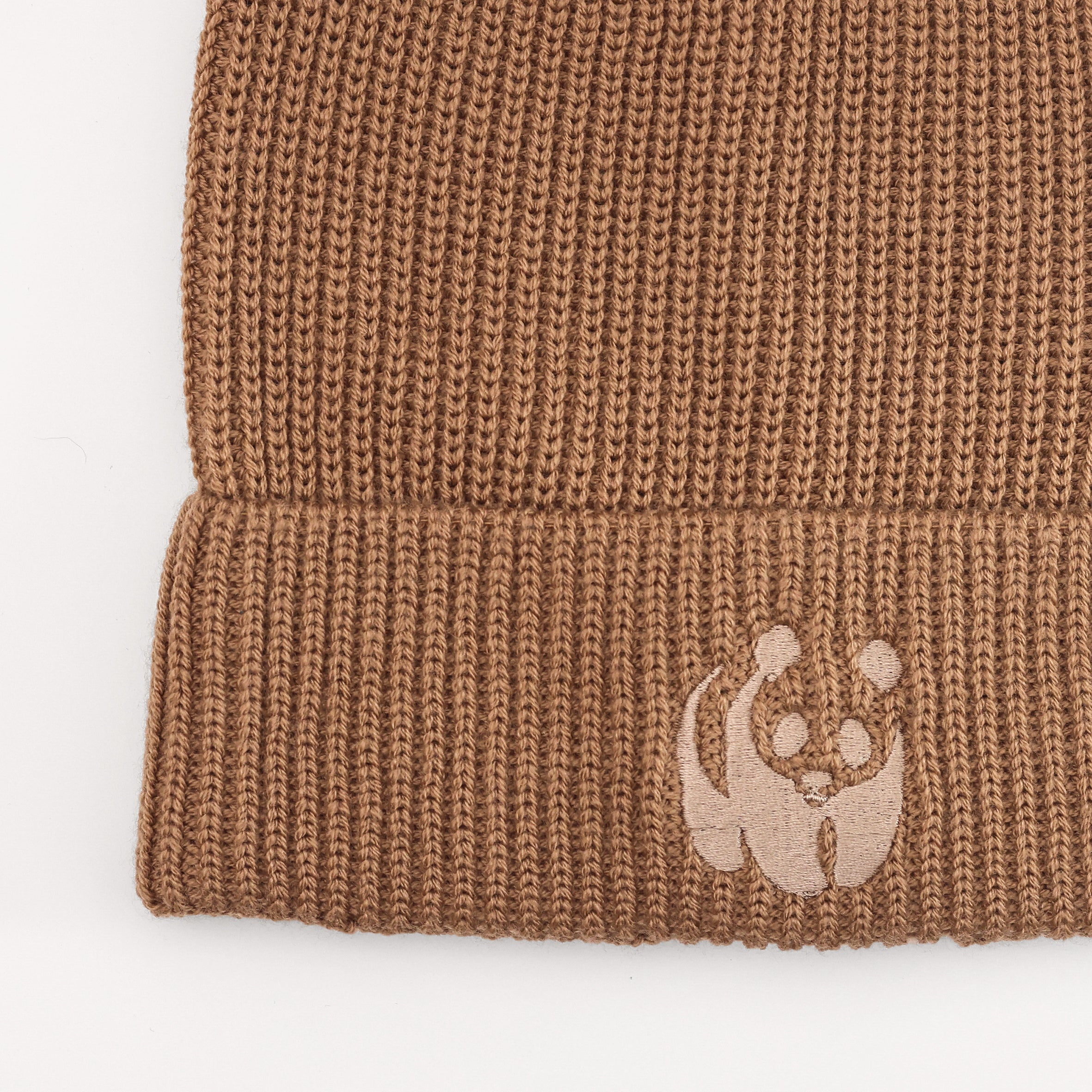 Merino Wool Panda Beanie Hat - Camel