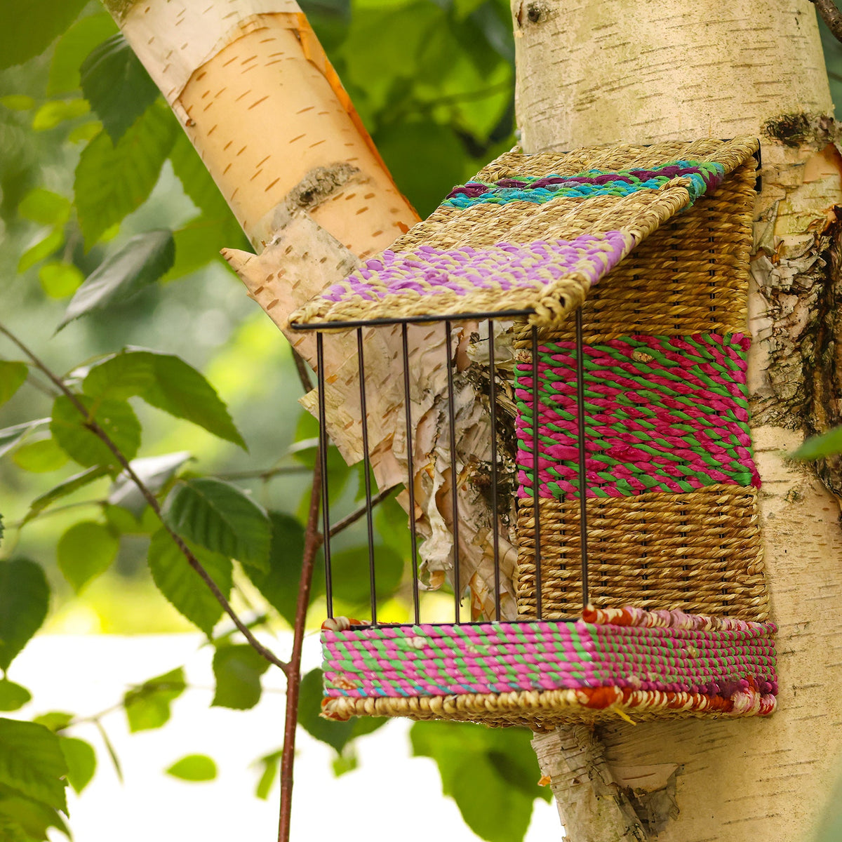 Munja & Reclaimed Sari Fabric Wall Bird Feeder