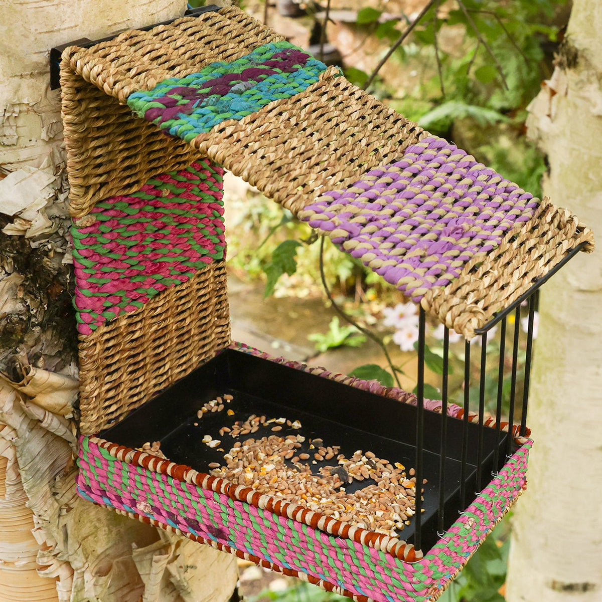 Munja & Reclaimed Sari Fabric Wall Bird Feeder