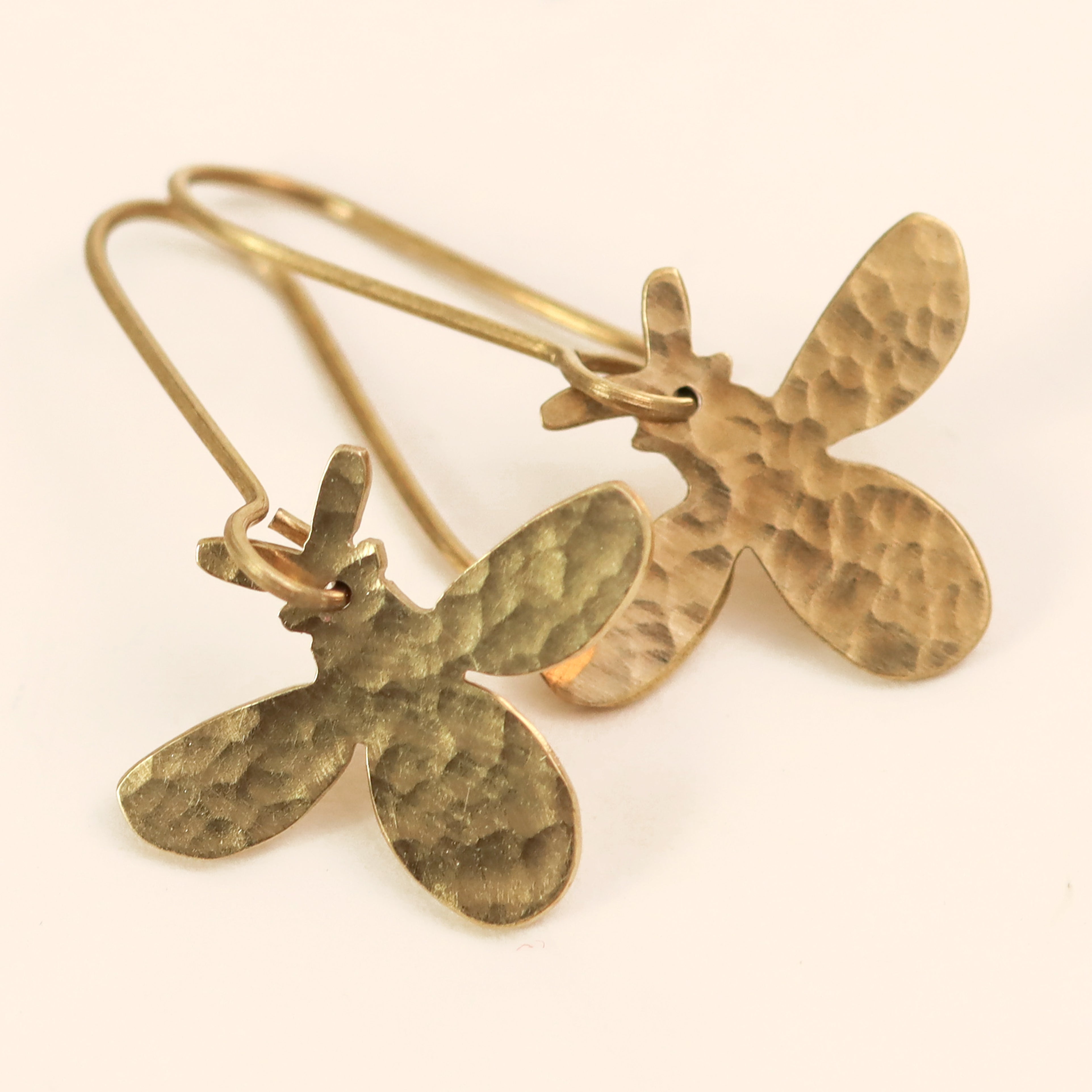 Hammered Brass Bee Jewellery Set