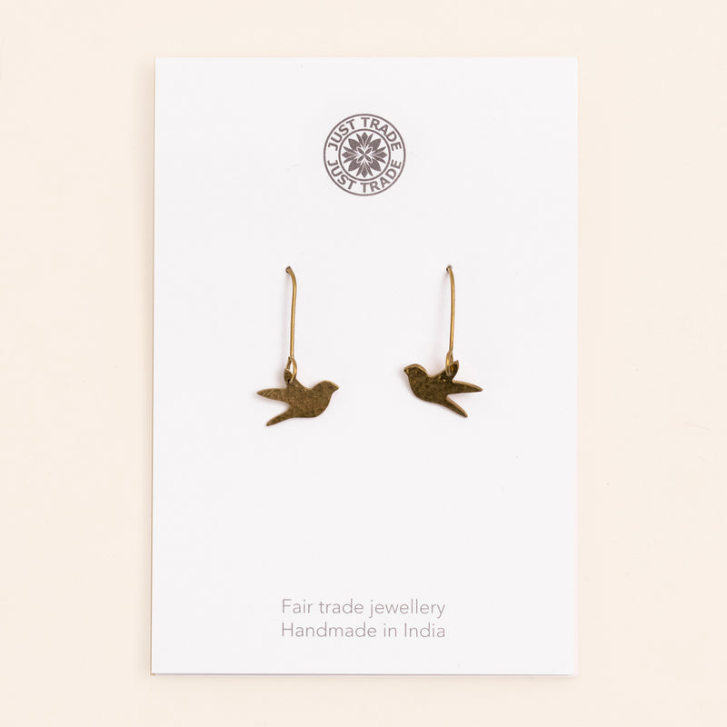 Brass Swallow Earrings