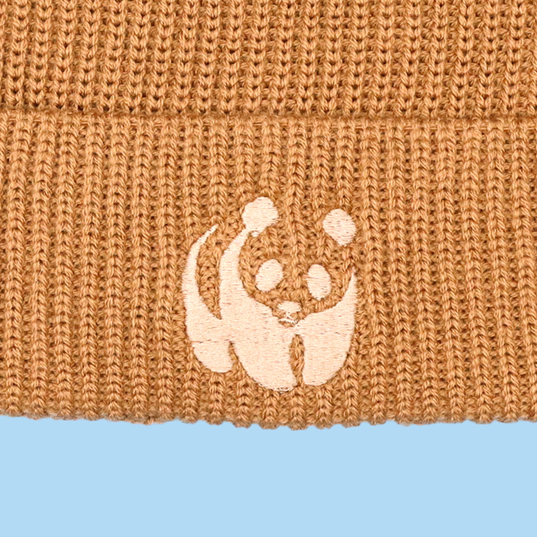 Wool Panda Beanie Hat - Camel