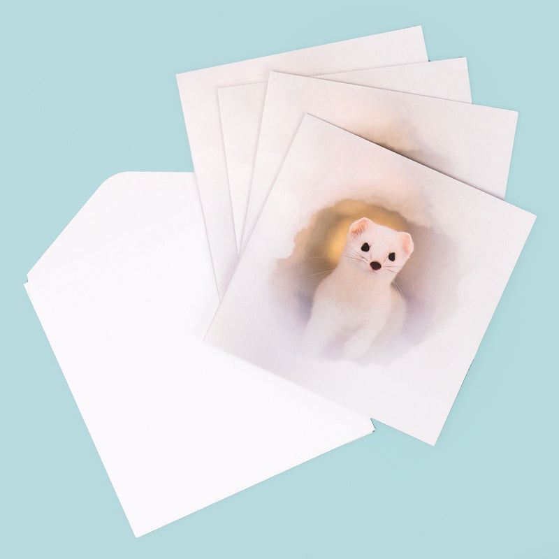 Snowy Stoat Cards (Pack of 8)