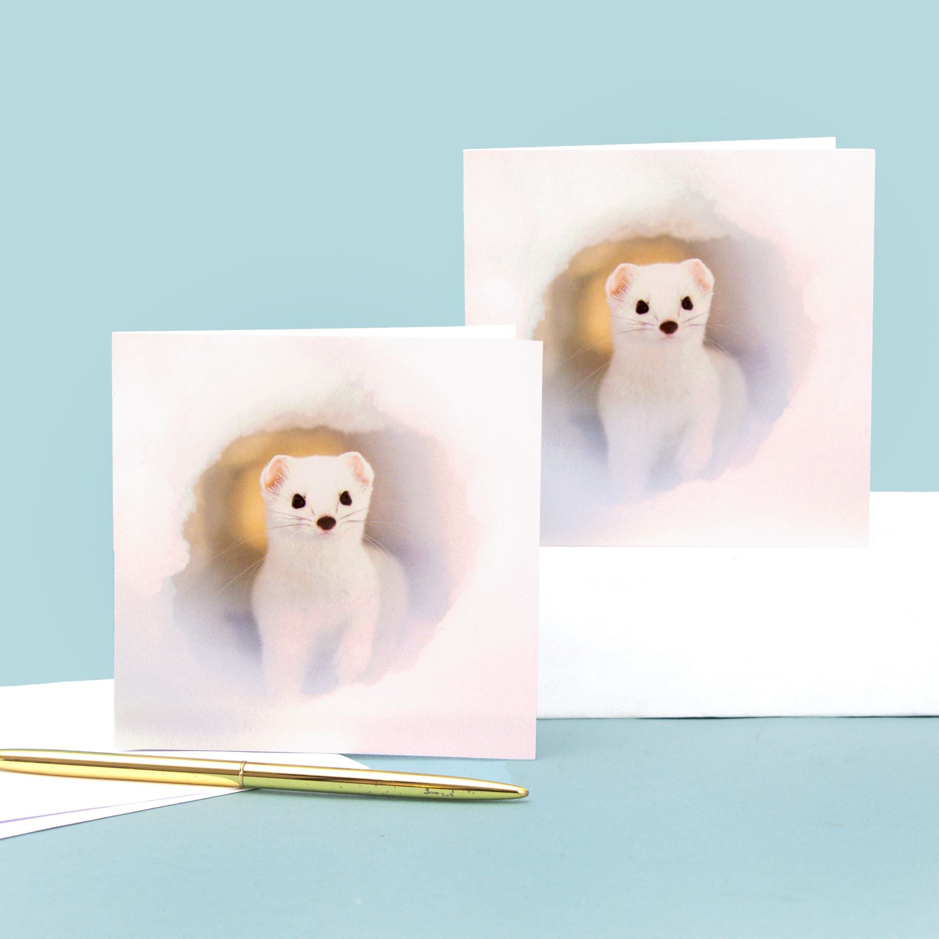 Snowy Stoat Cards (Pack of 8)