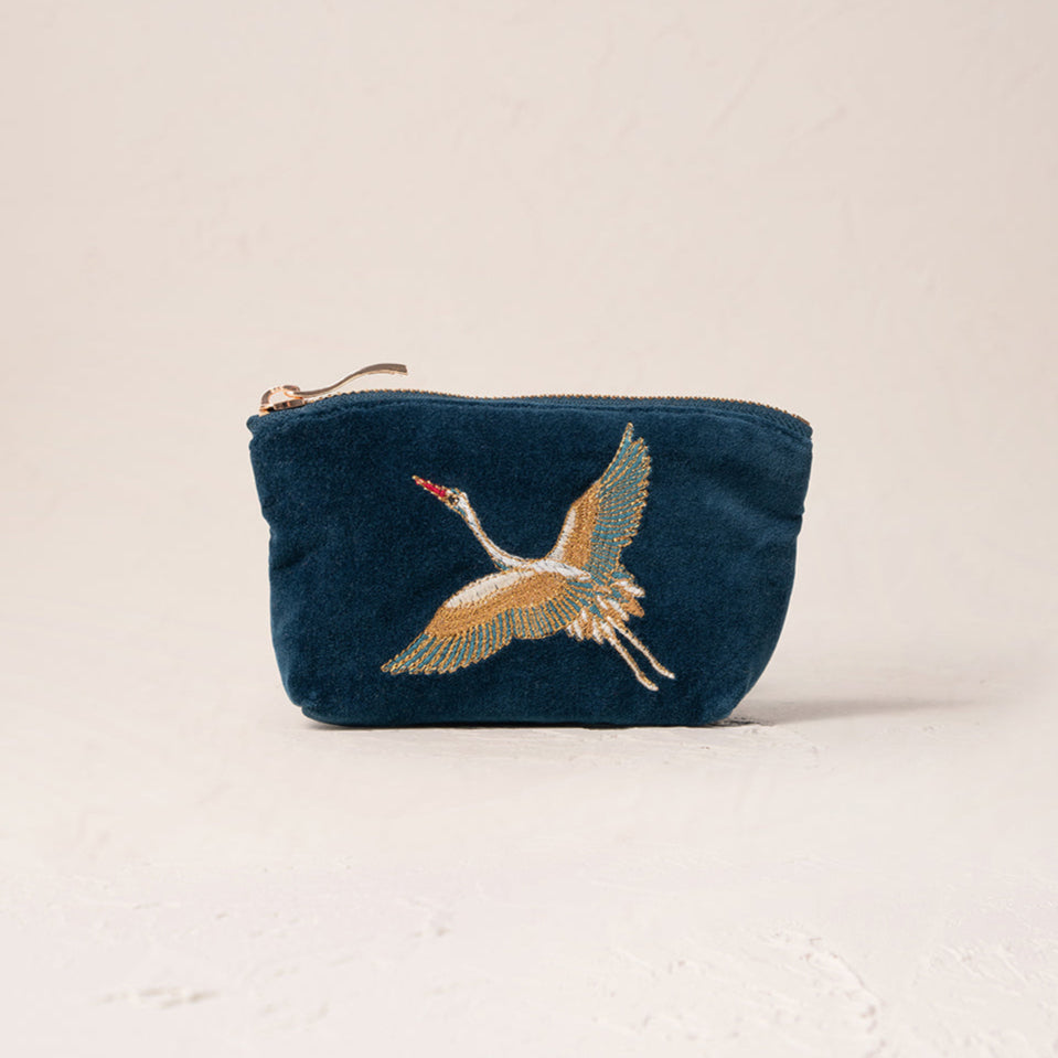 Cranes Coin Purse - Ink Blue