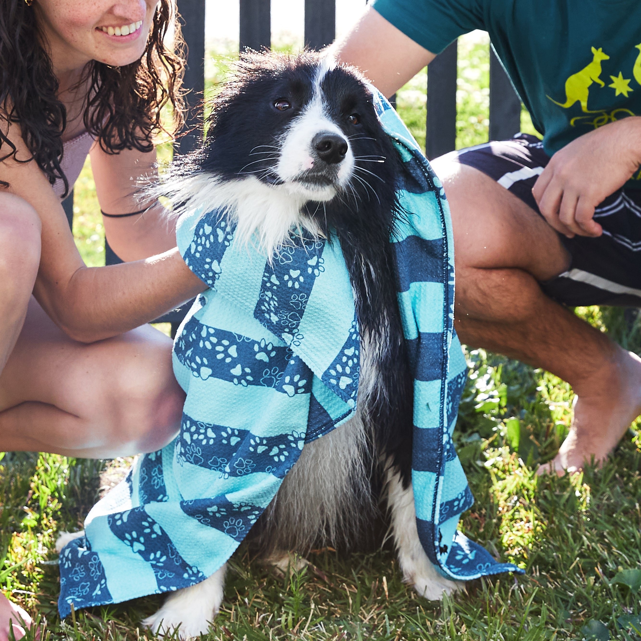 Medium Dog Towel - Bark Blue