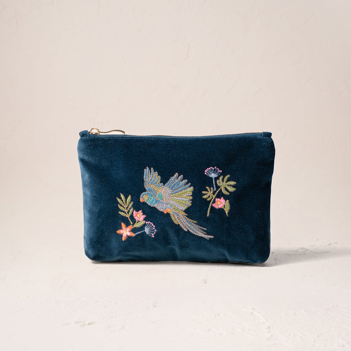 Flying Parrots Mini Pouch - Ink Blue