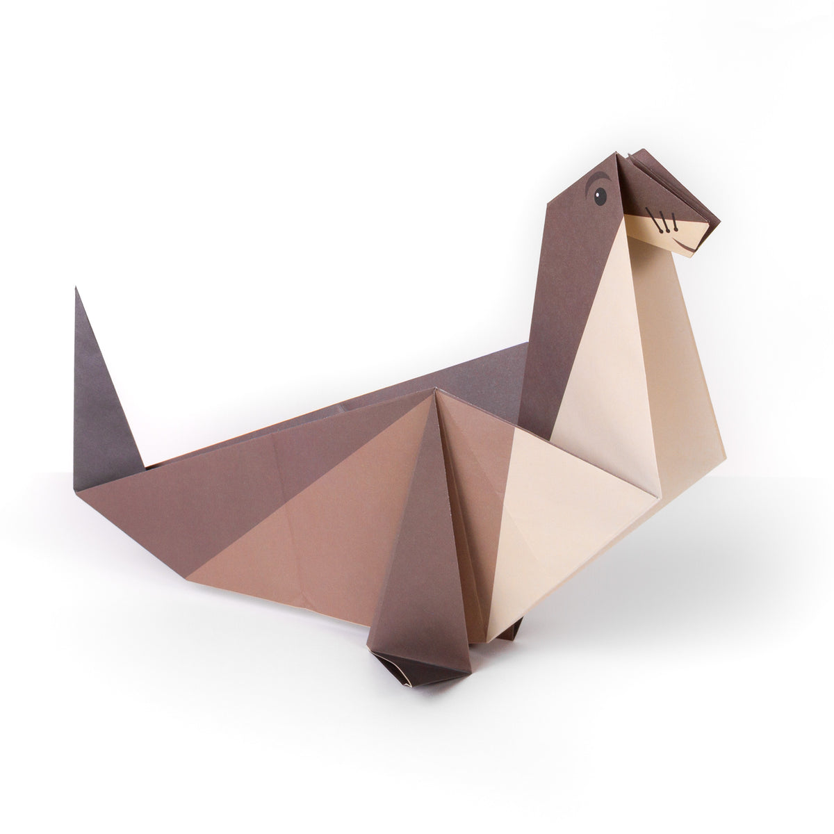 Seal origami figure on white background