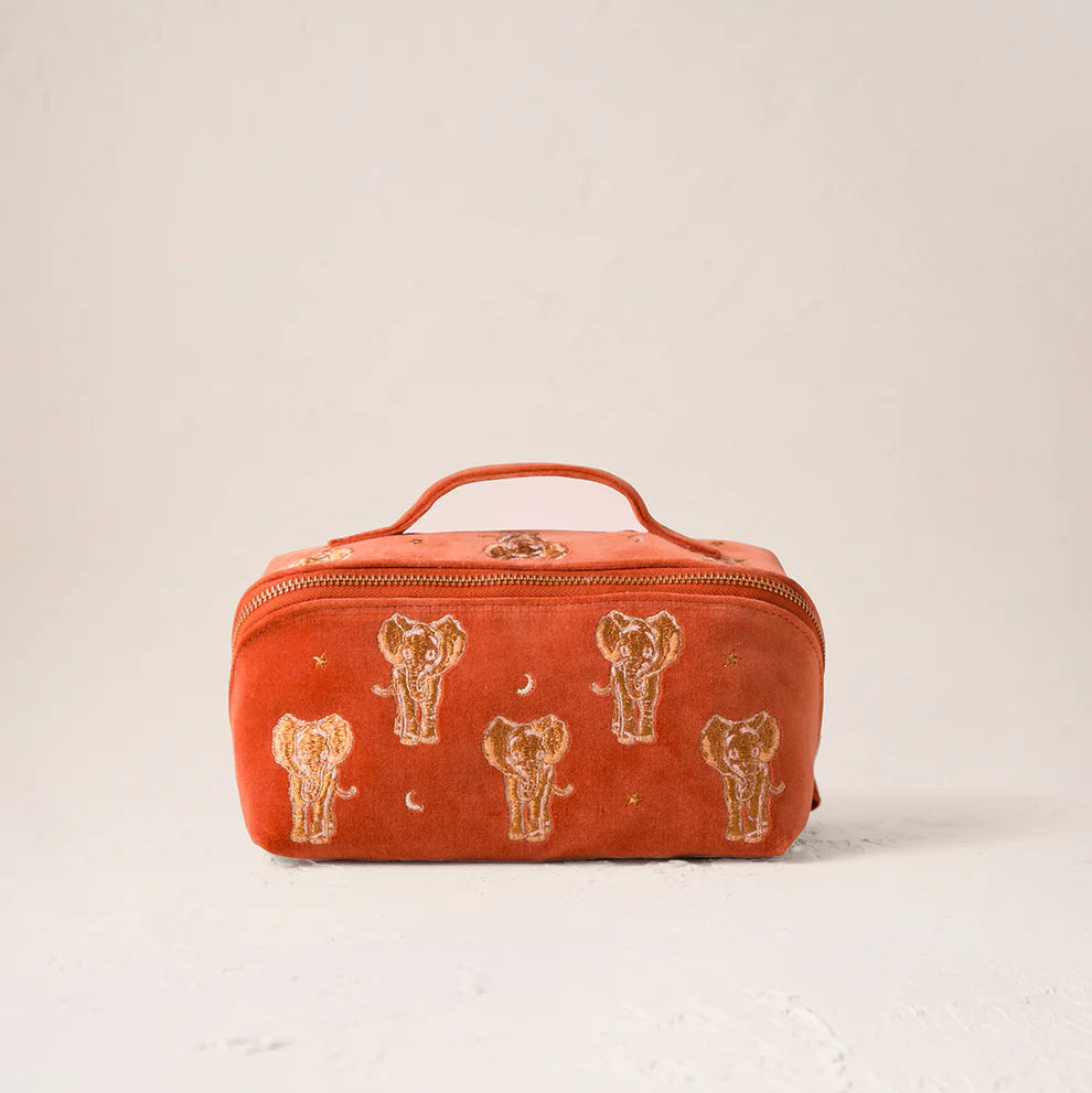 Golden Elephants Open Flat Makeup Bag