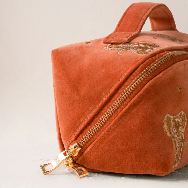 Golden Elephants Open Flat Makeup Bag