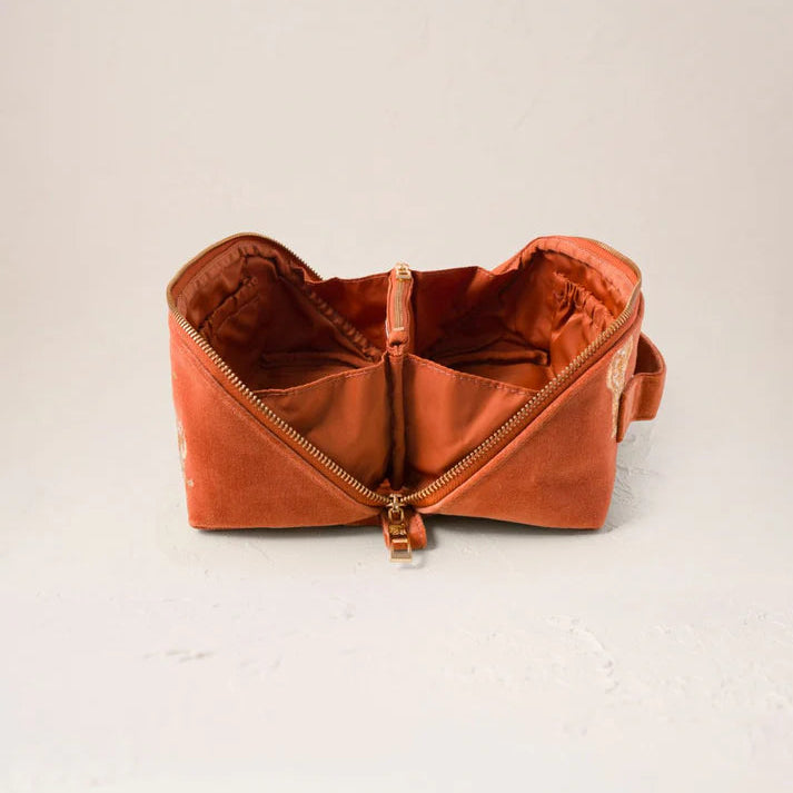 Golden Elephants Open Flat Makeup Bag