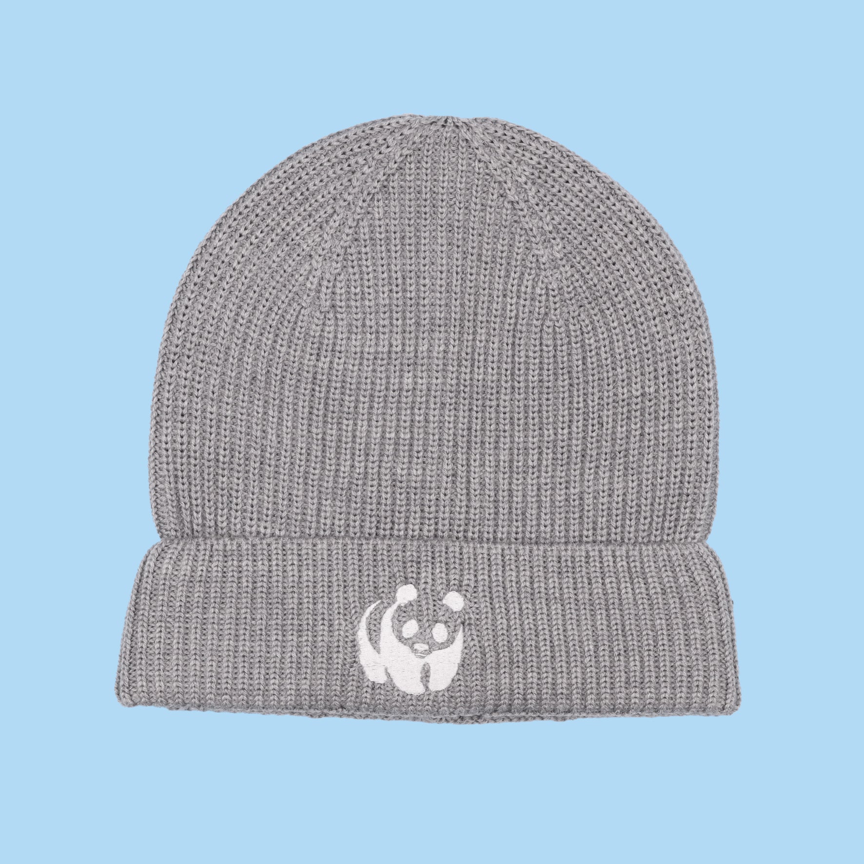 Wool Panda Beanie Hat - Grey