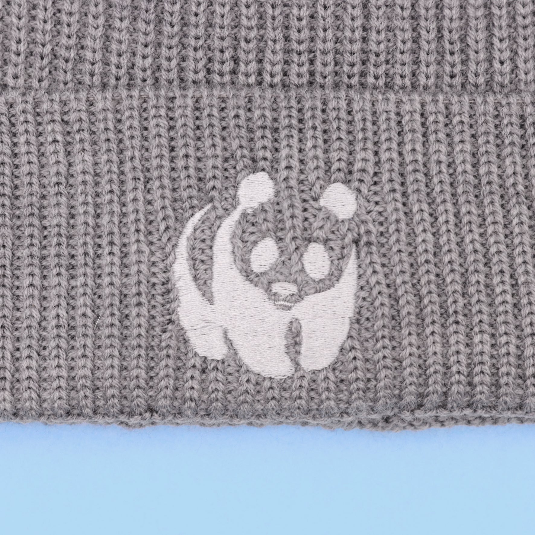 Wool Panda Beanie Hat - Grey