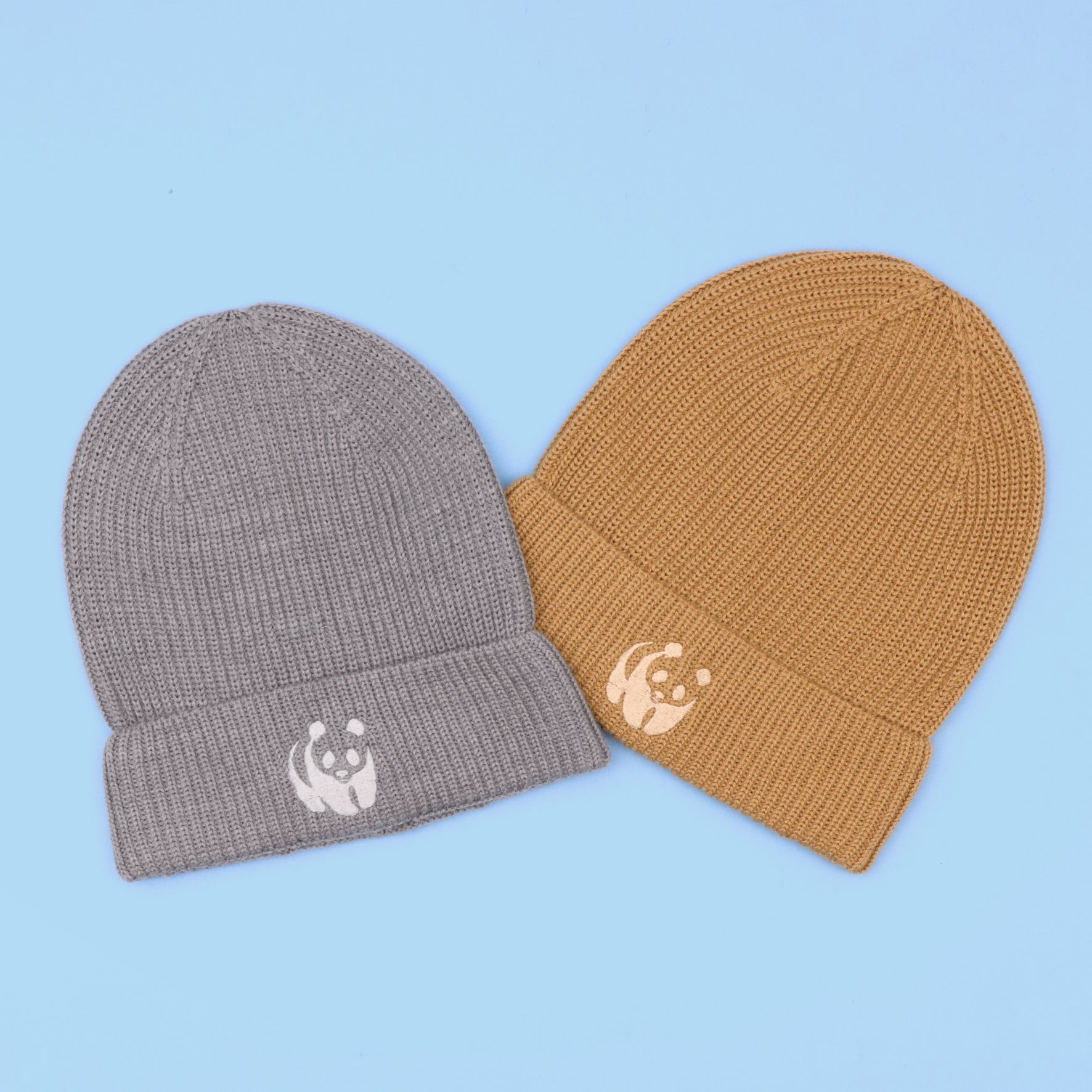 Wool Panda Beanie Hat - Grey