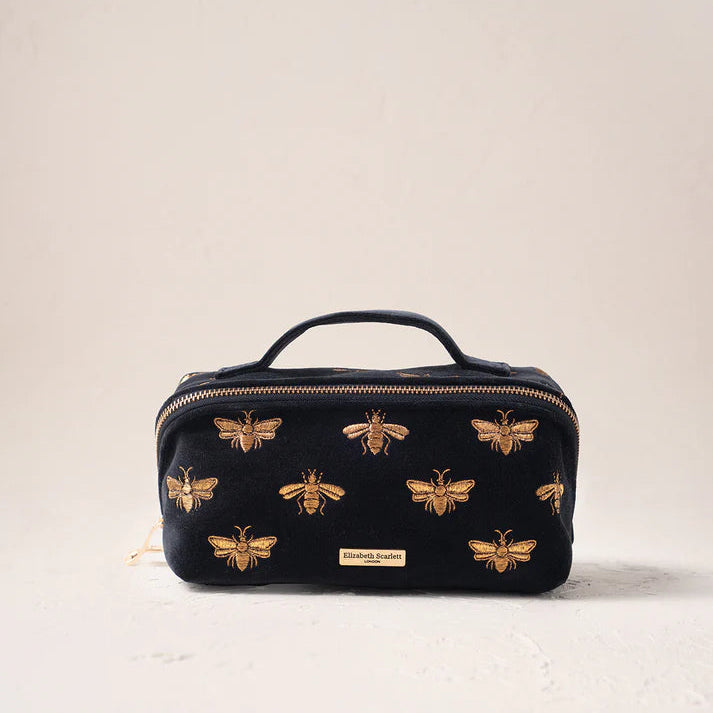 Honey bee Open Flat Makeup Bag - Charcoal