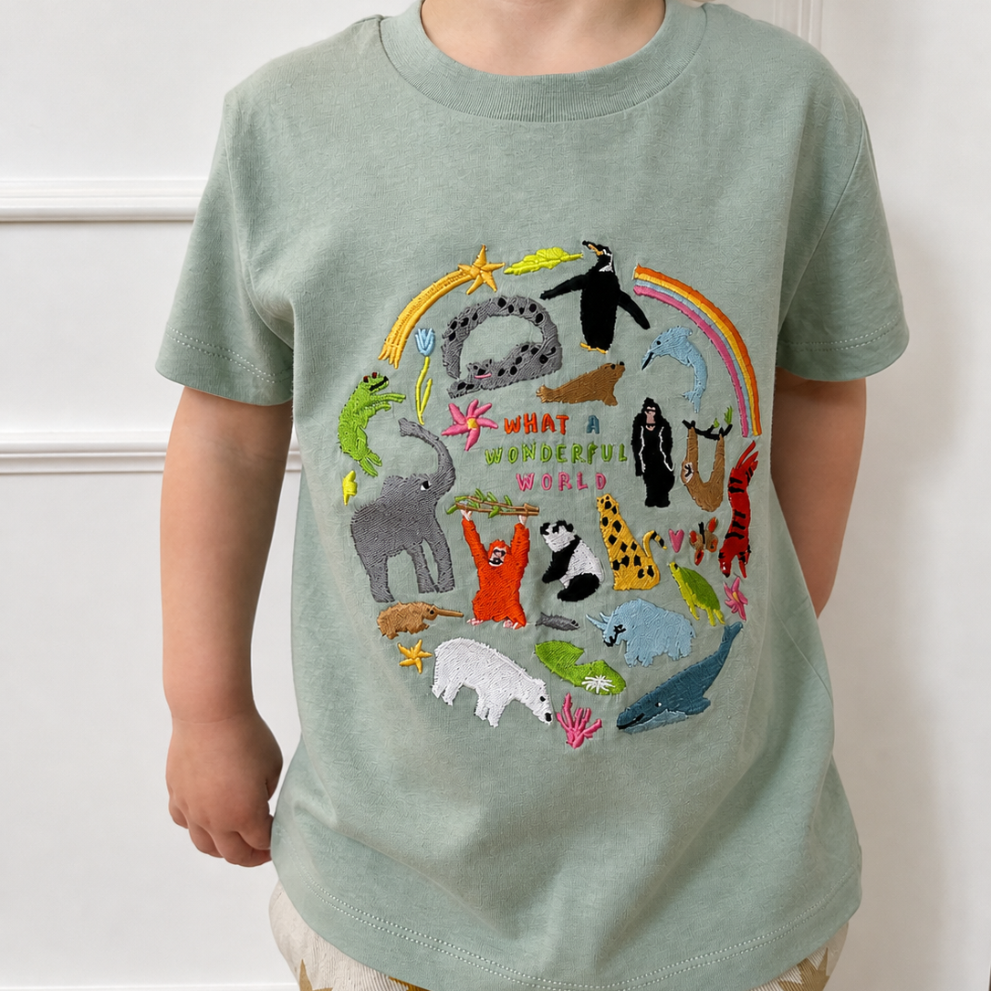 WWF Limited Edition 'What A Wonderful World' Embroidered Kids T-Shirt