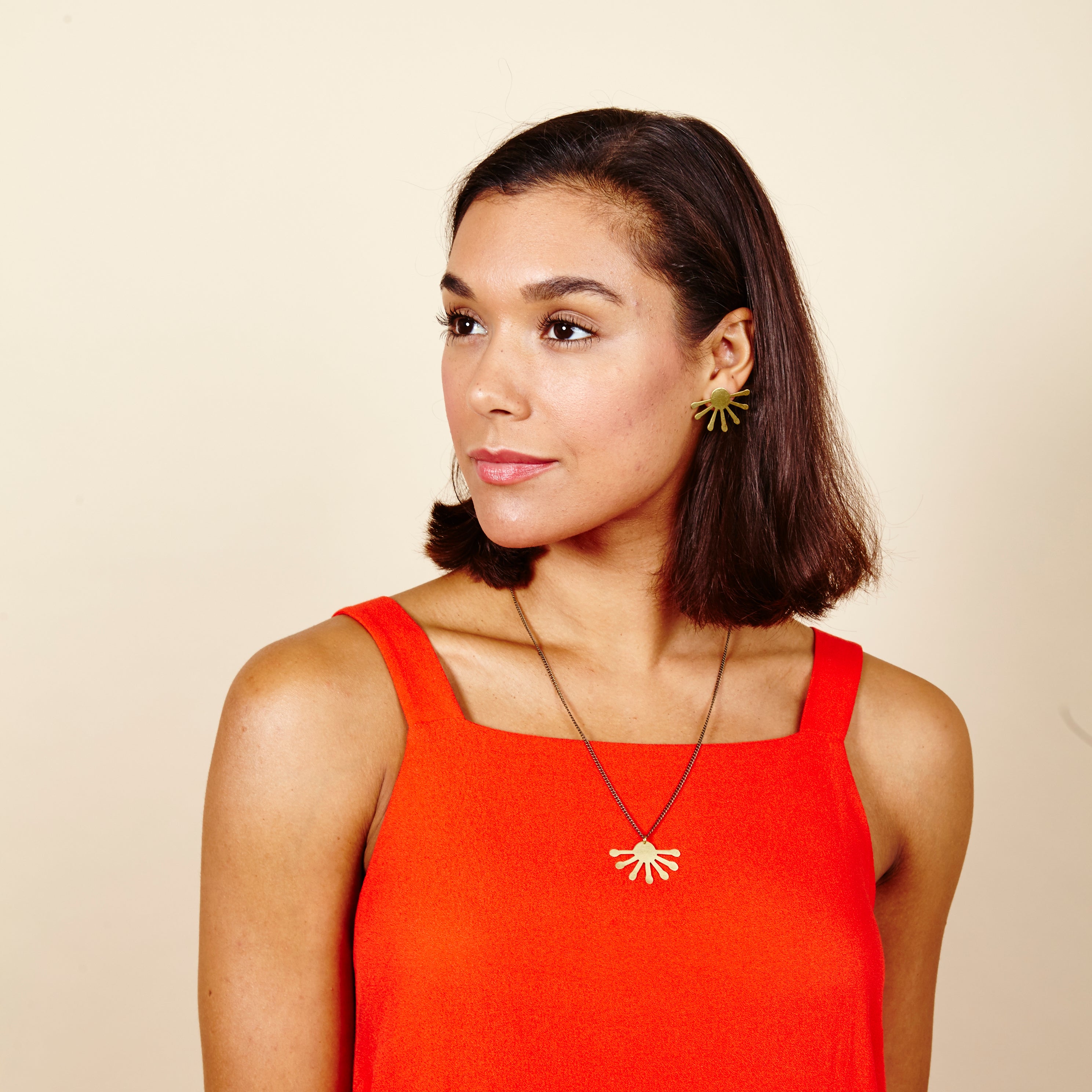 Inca Sun Burst Earrings and Pendant Set