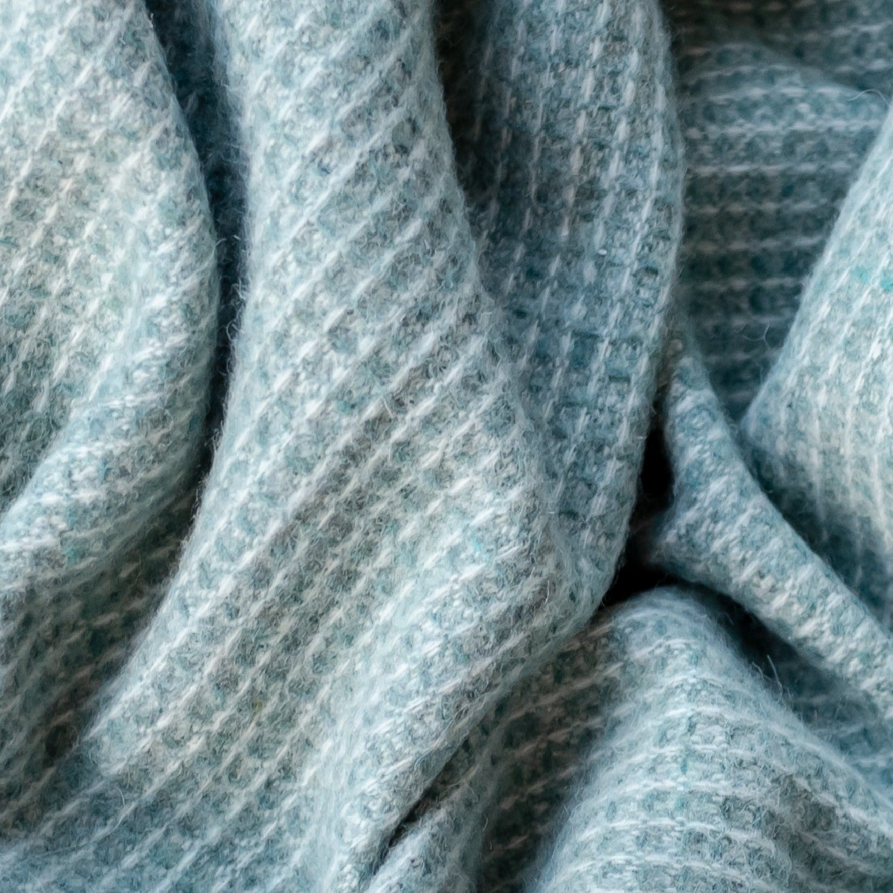 Recycled Wool Large Waffle Blanket - Sage