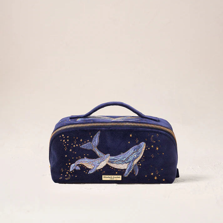 Mystical Whale Open Flat Makeup Bag - Navy