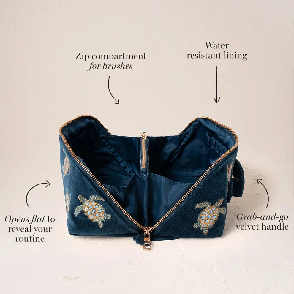 Turtle Open Flat Makeup Bag - Marine Navy