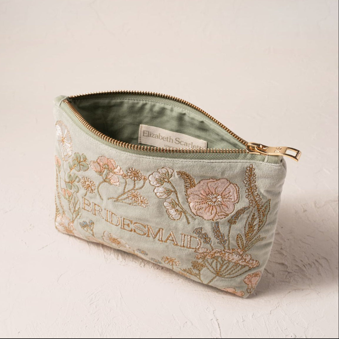 Pressed Flowers Bridesmaid Mini Pouch - Sage