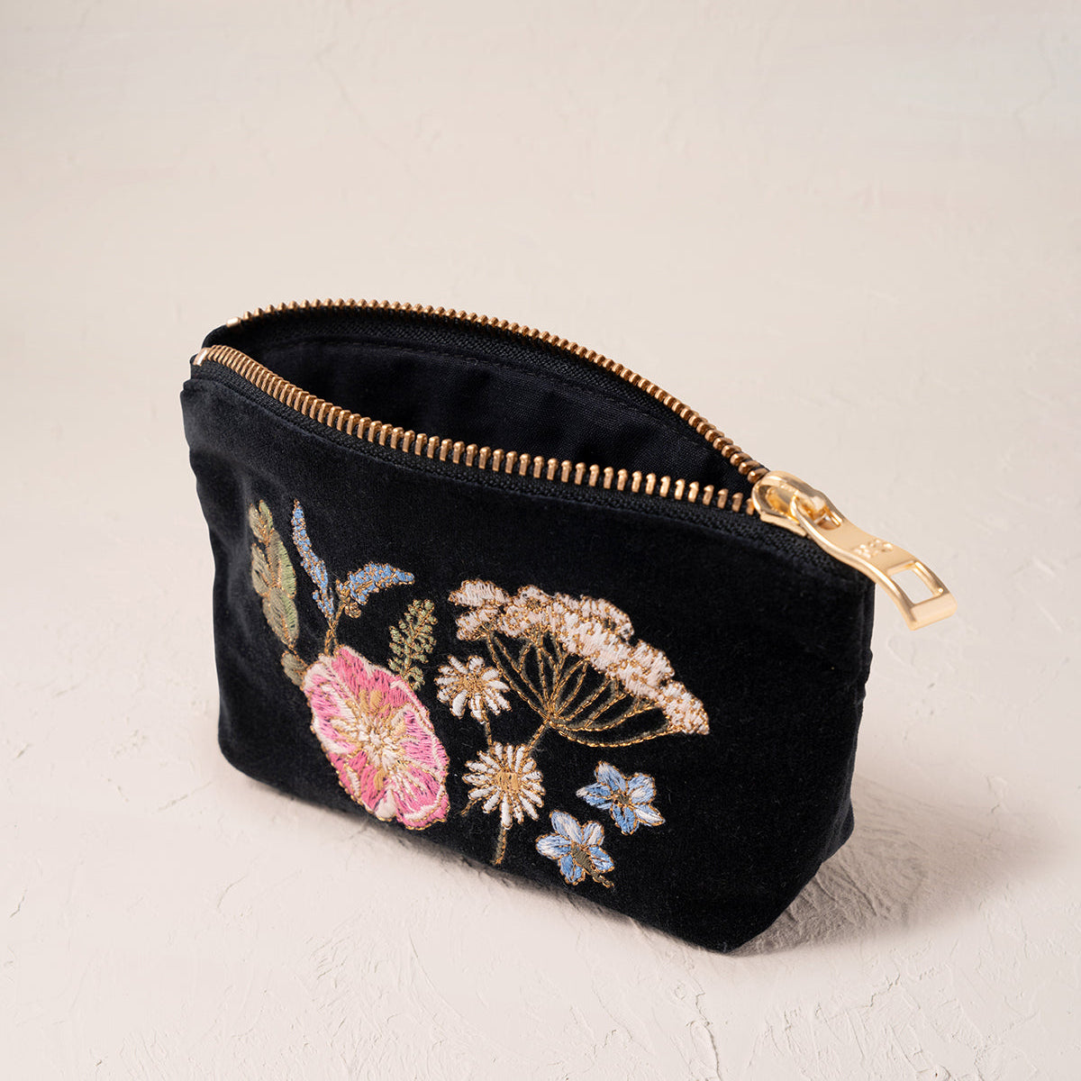 Pressed Flowers Coin Purse - Charcoal