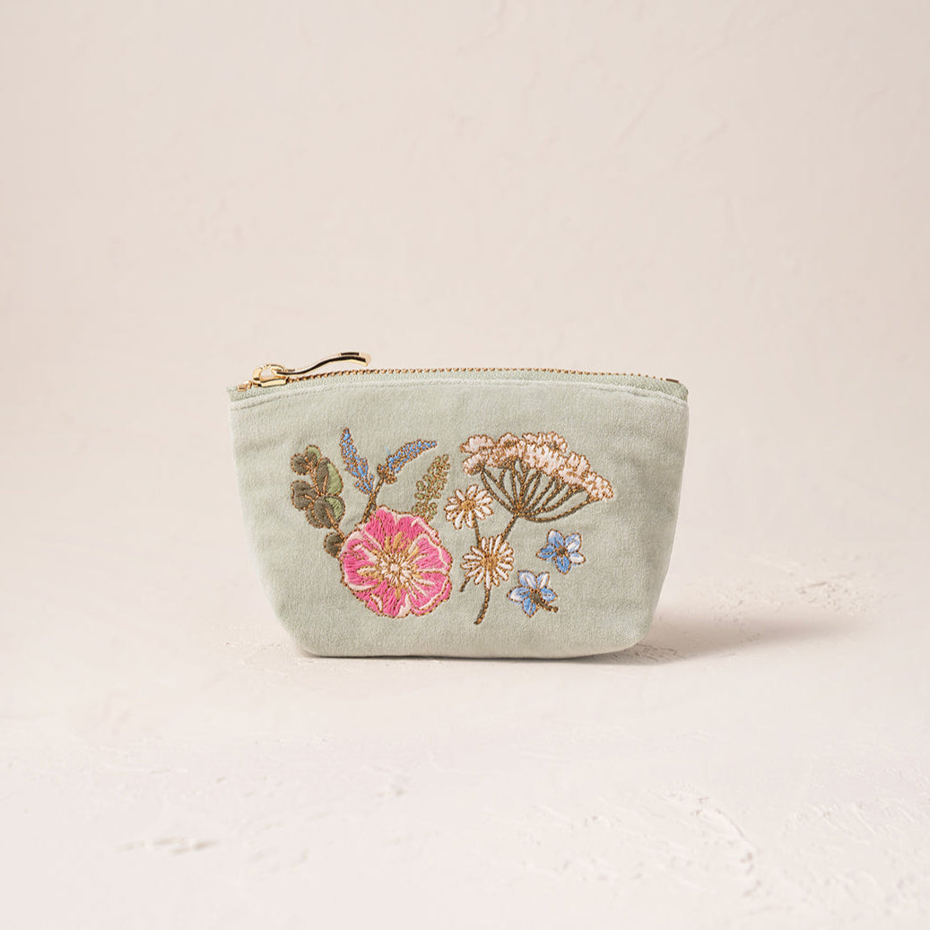 Pressed Flowers Coin Purse - Sage