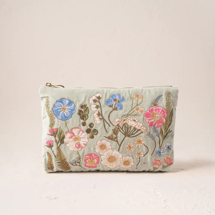 Pressed Flowers Everyday Pouch - Sage