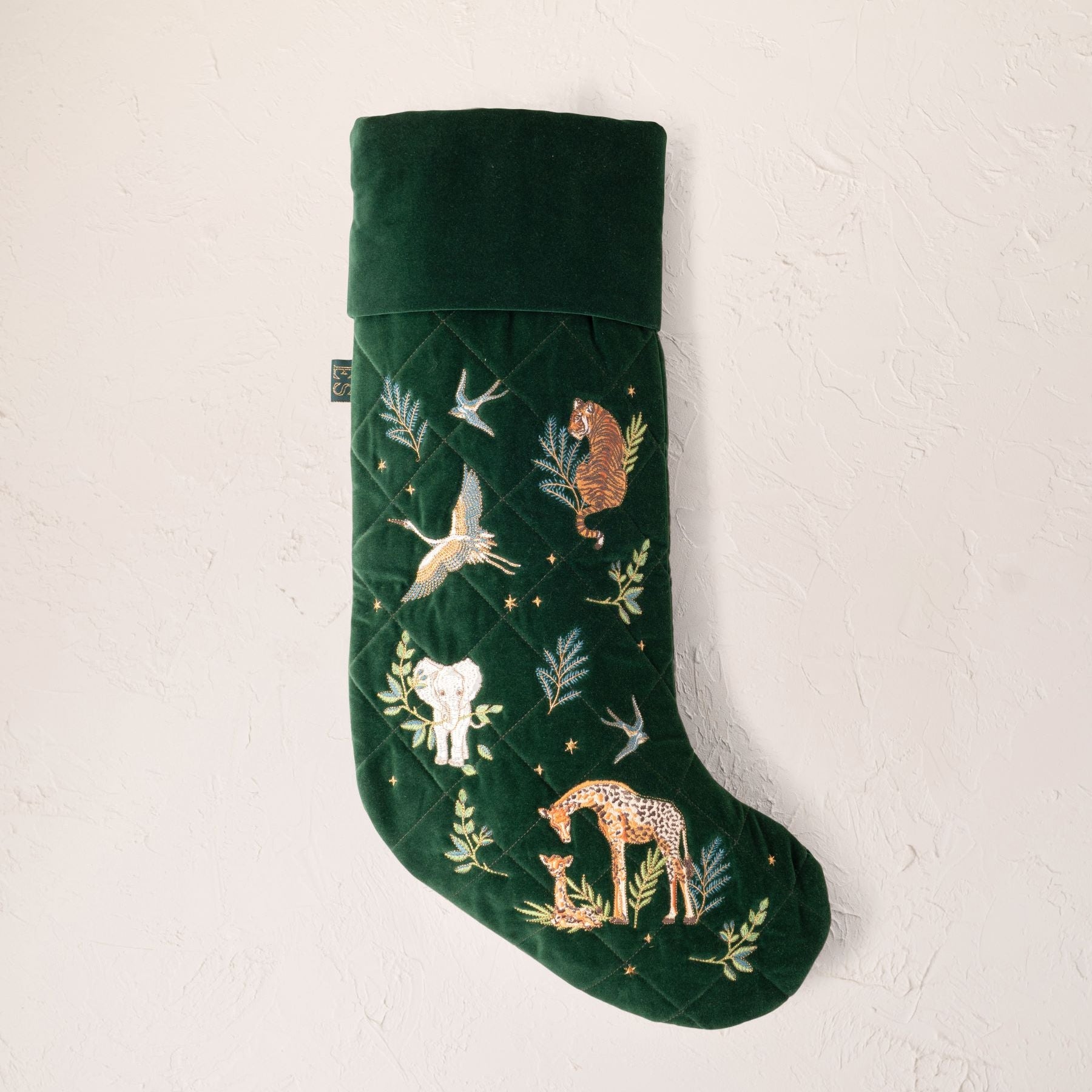 Safari Velvet Stocking - Forest