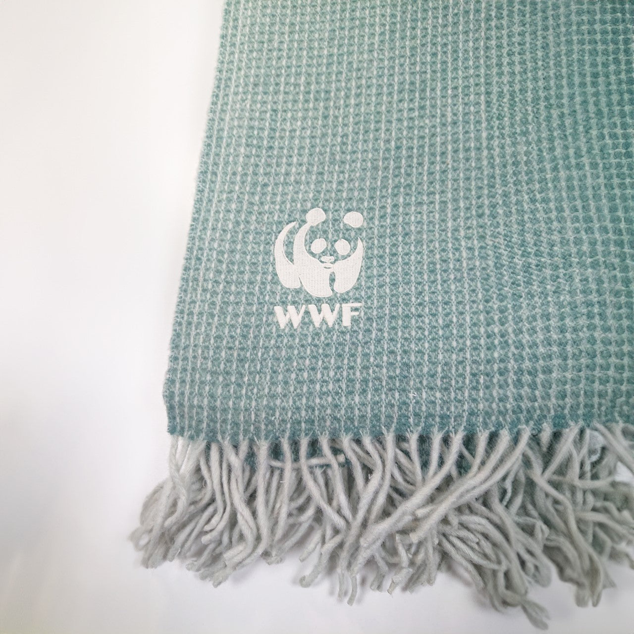 Recycled Wool Large Waffle Blanket - Sage