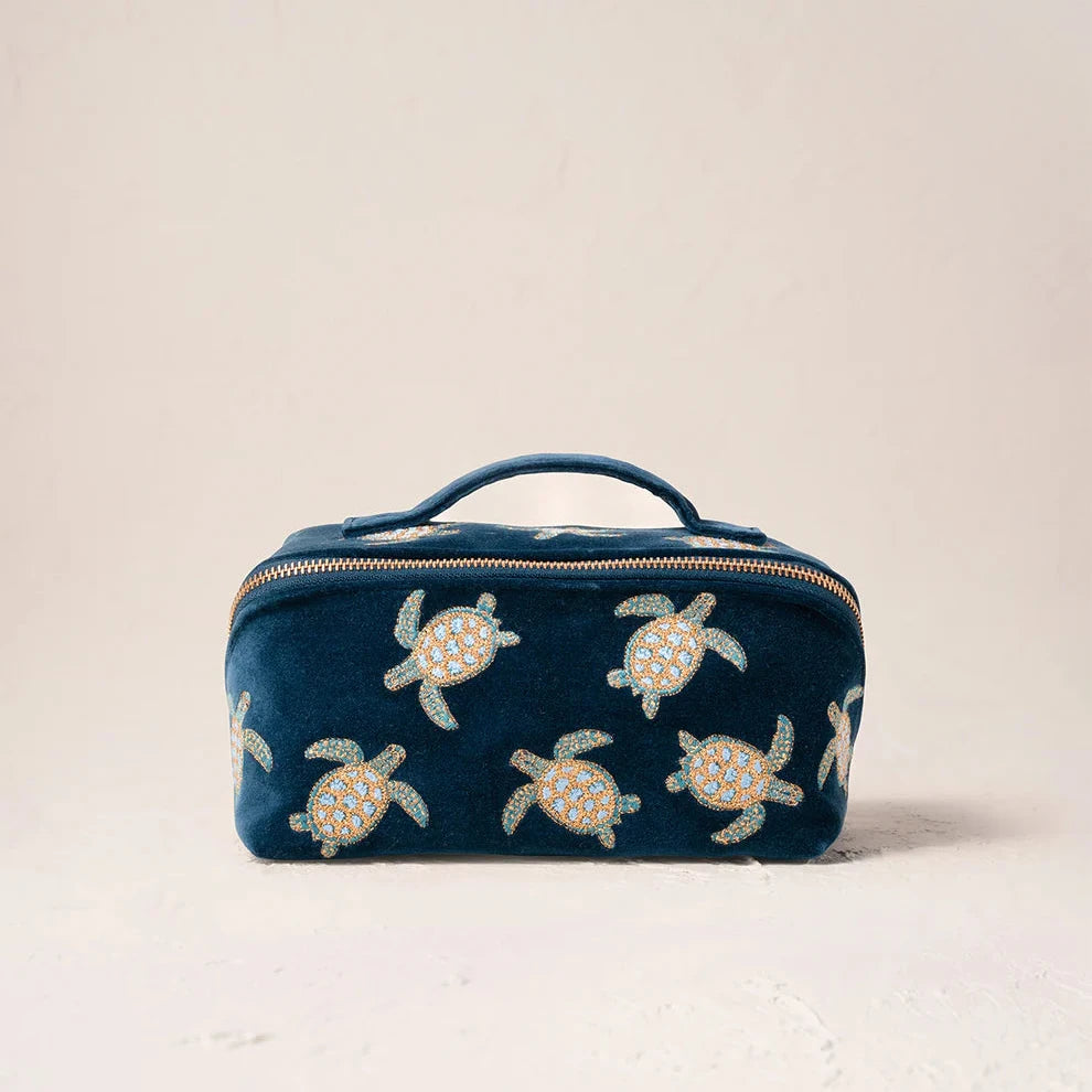 Turtle Open Flat Makeup Bag - Marine Navy