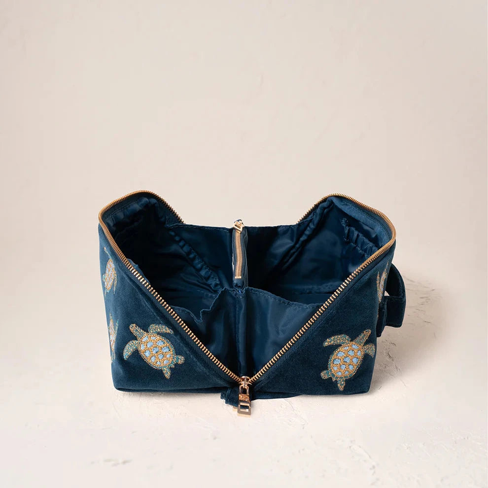 Turtle Open Flat Makeup Bag - Marine Navy