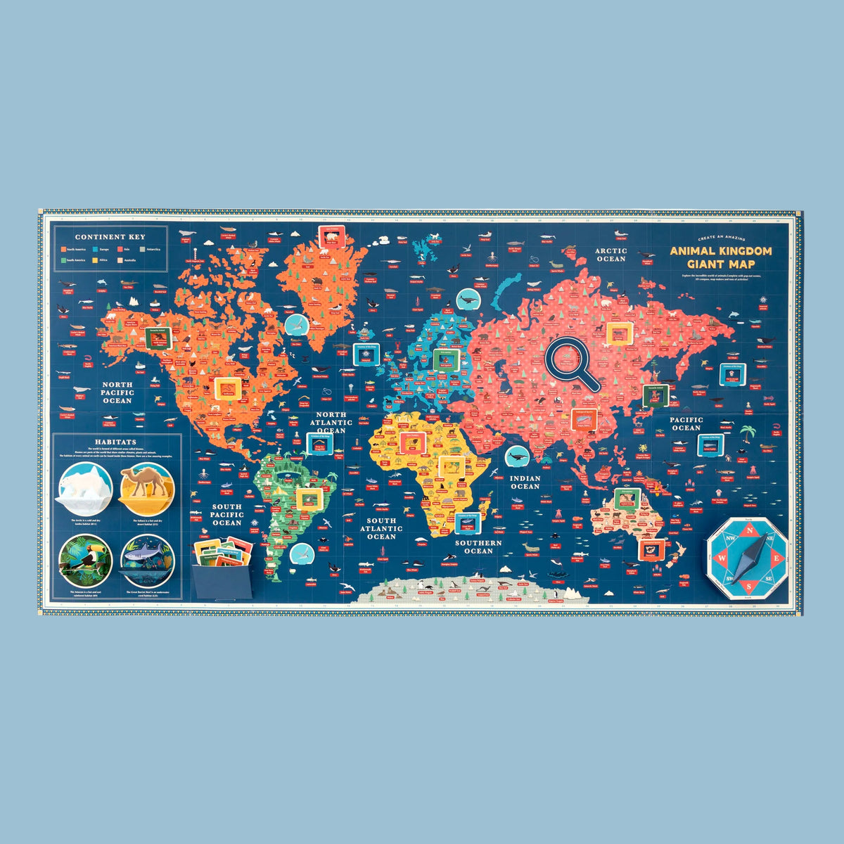 Amazing Animal Kingdom Giant Map assembled on white background