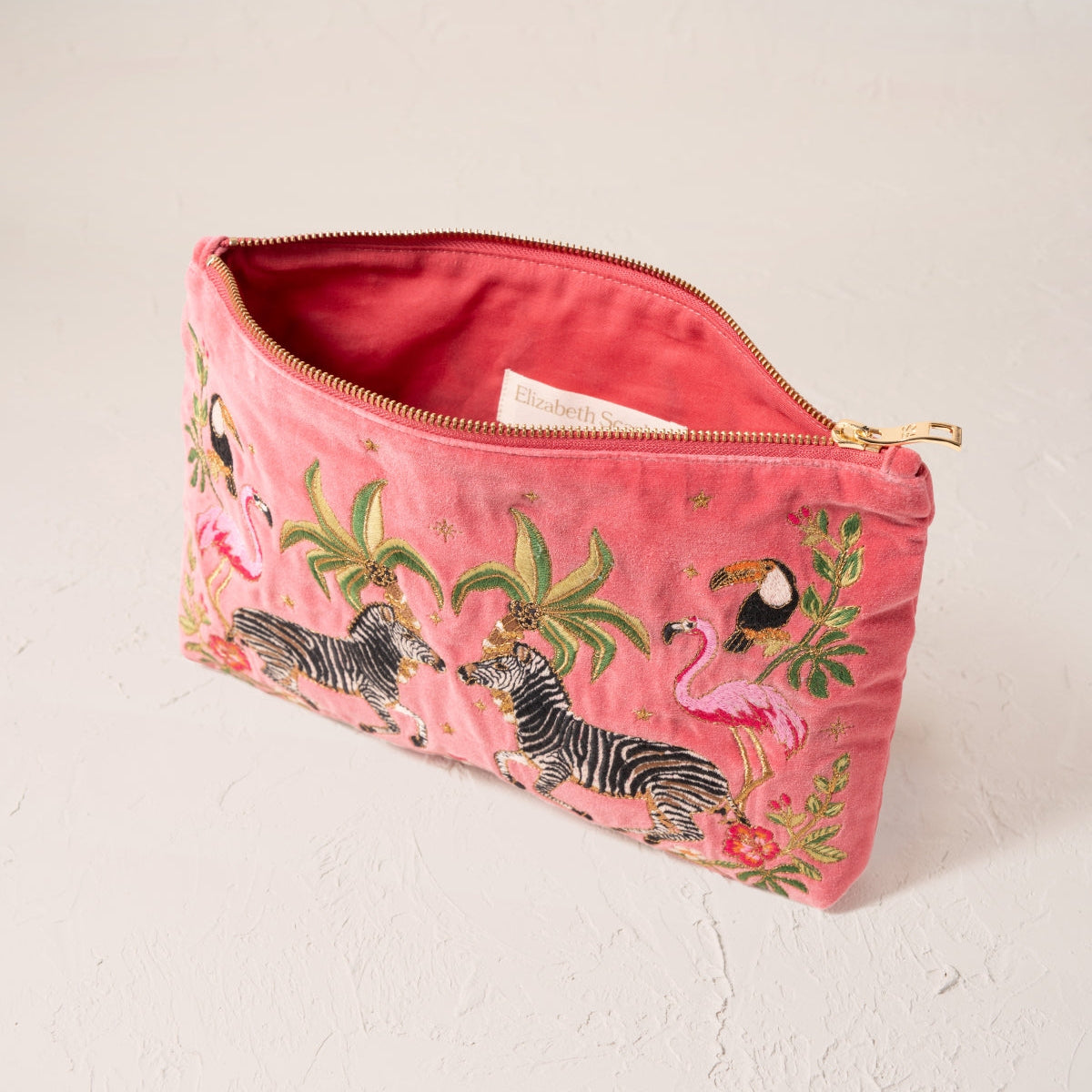 Wild Zebra Palm Everyday Pouch - Blush Pink