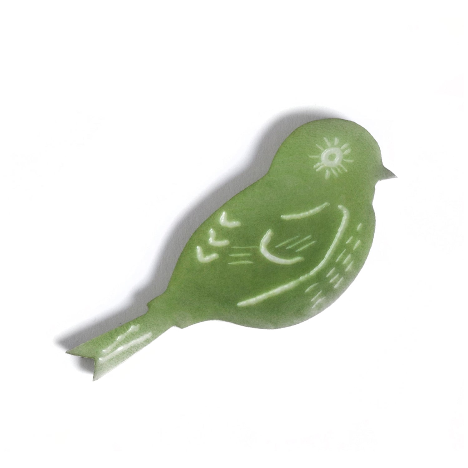 Woodland Friends Warbler Brooch - Green