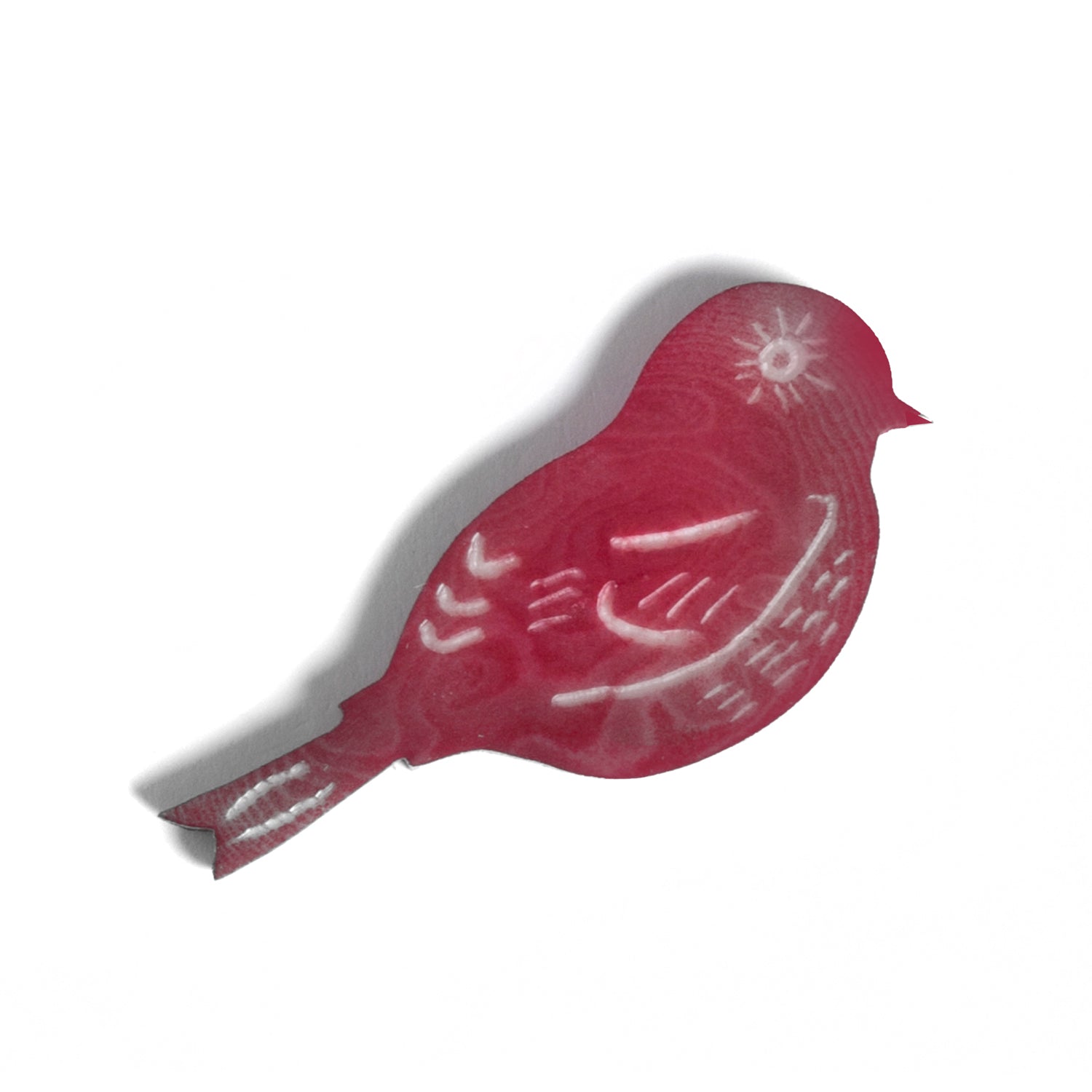 Woodland Friends Warbler Brooch - Red