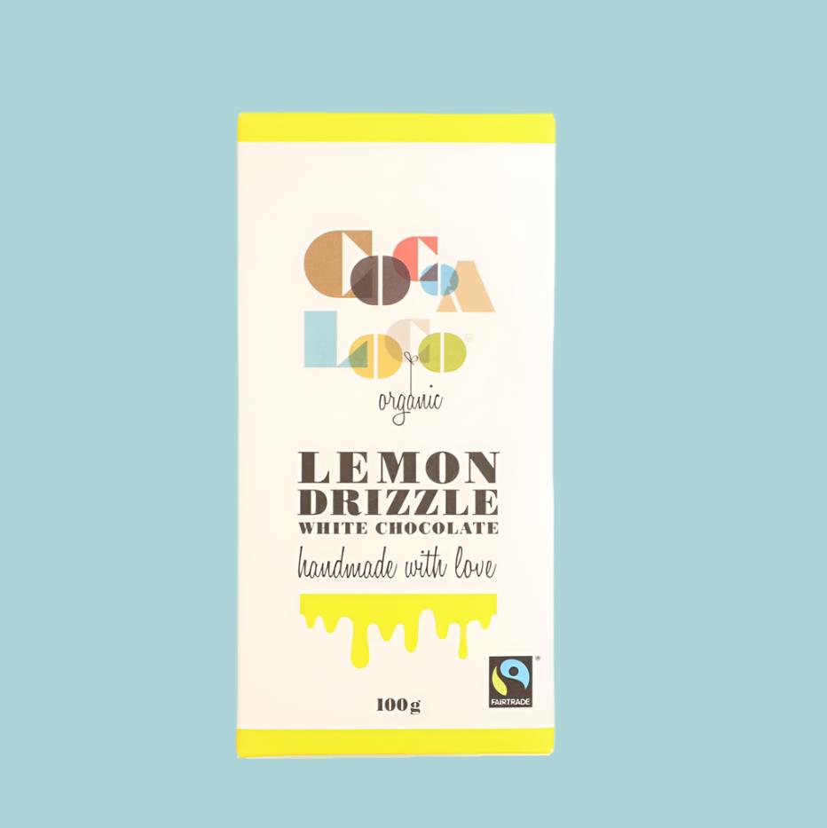 Cocoa Loco Organic White Chocolate Lemon Drizzle Chocolate Bar 100g