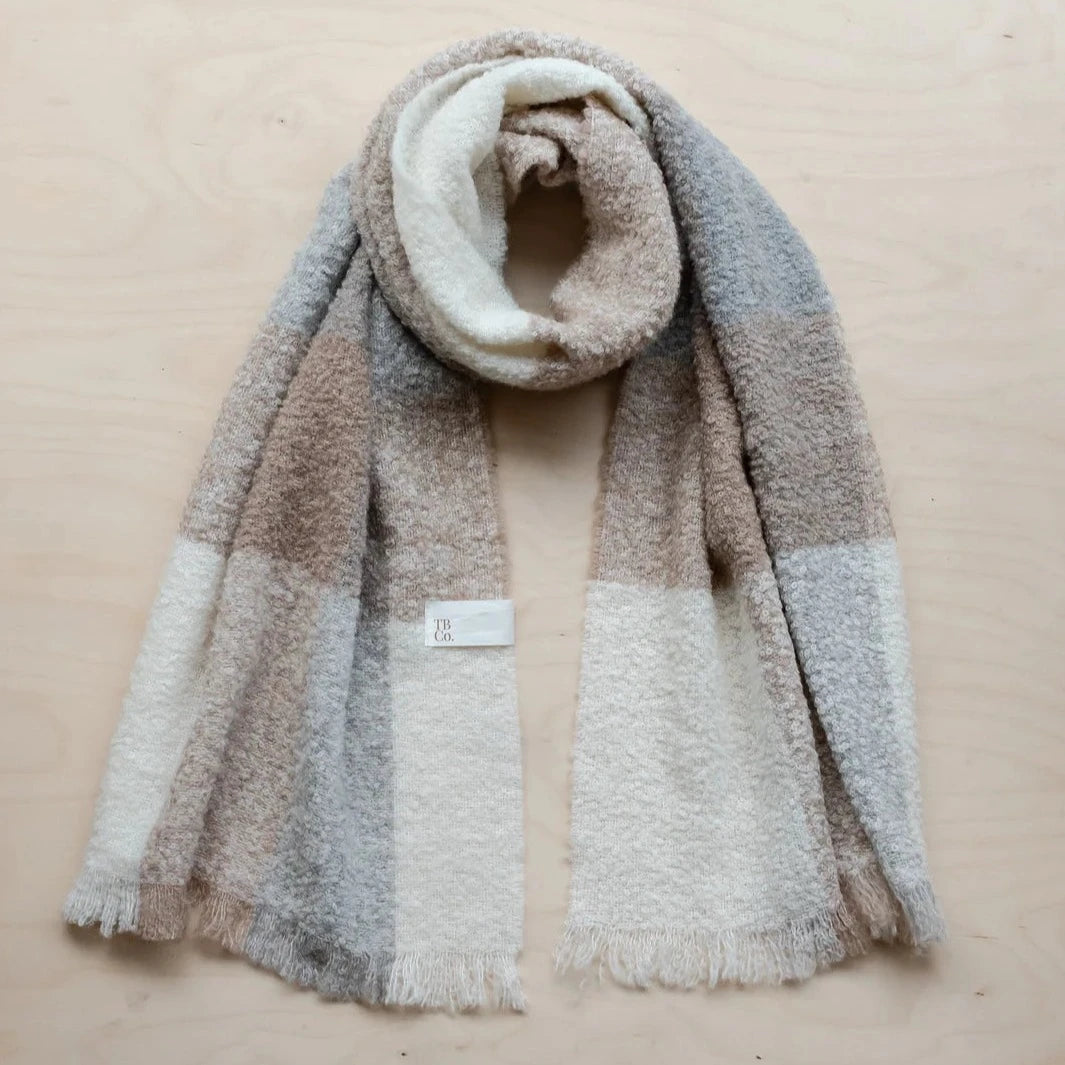 Alpaca Oversized Scarf in Neutral Check