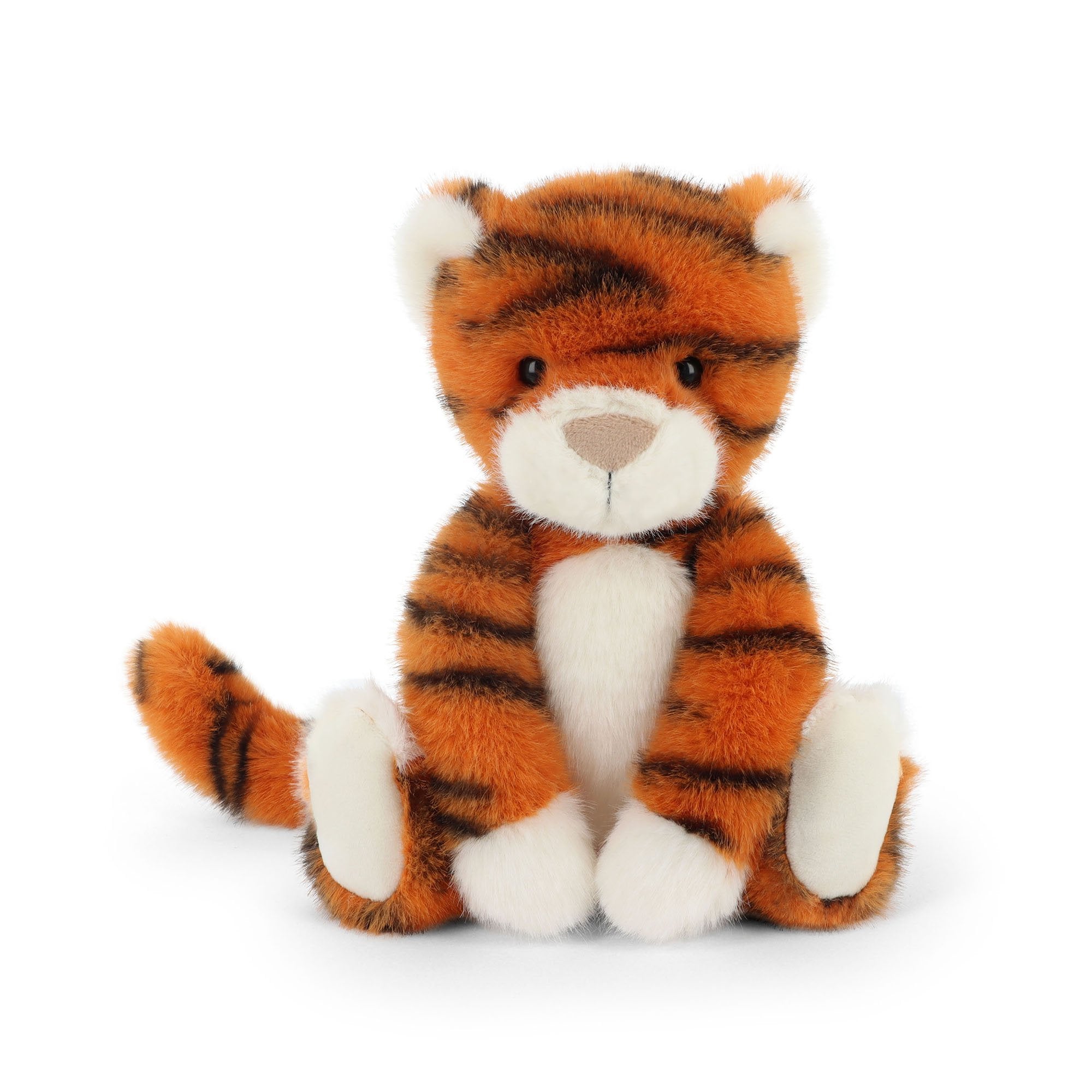 Tiger plush toy sitting forward facing
