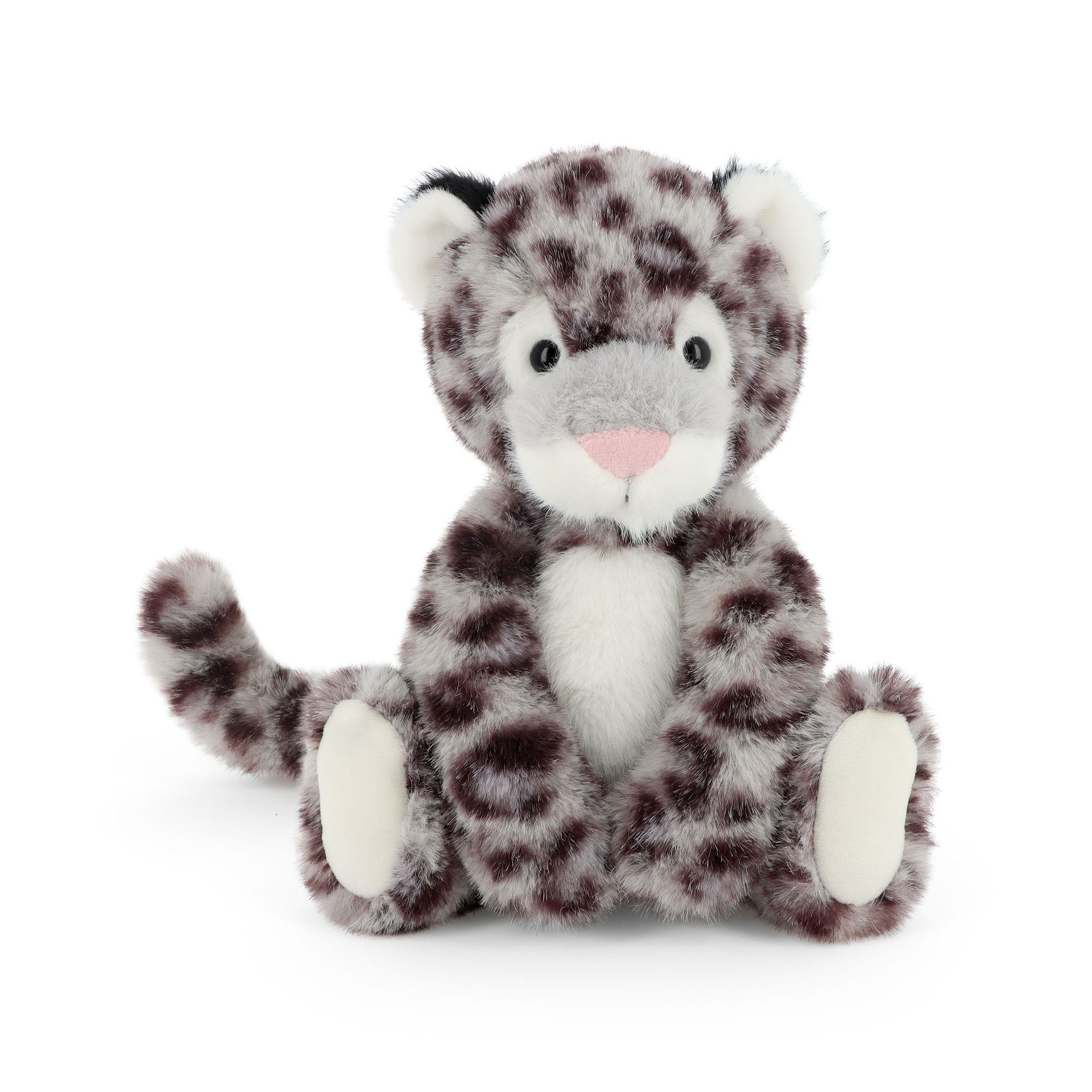 Snow Leopard plush toy sitting facing forward