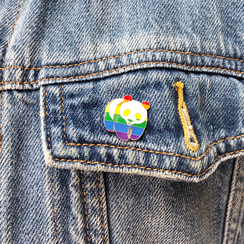 Rainbow Panda Pin Badge